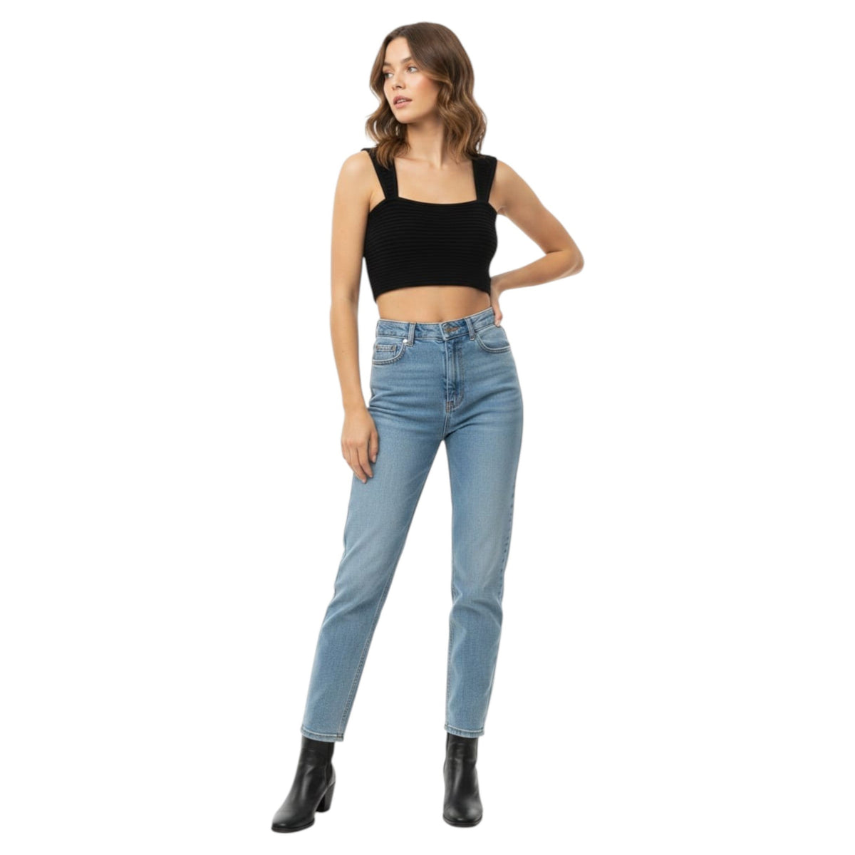 Women's Ribbed Top,Black