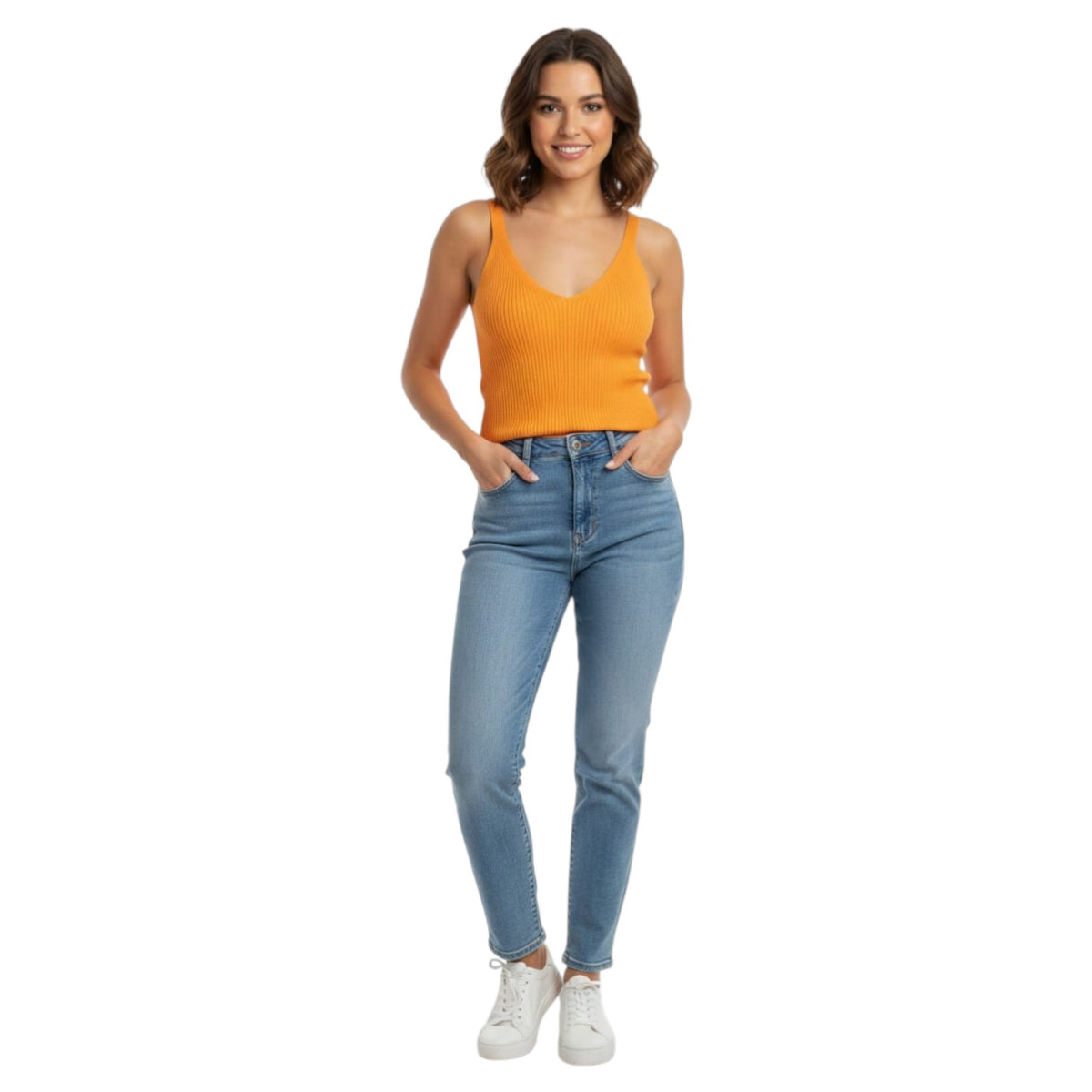 Women's Ribbed top,Orange