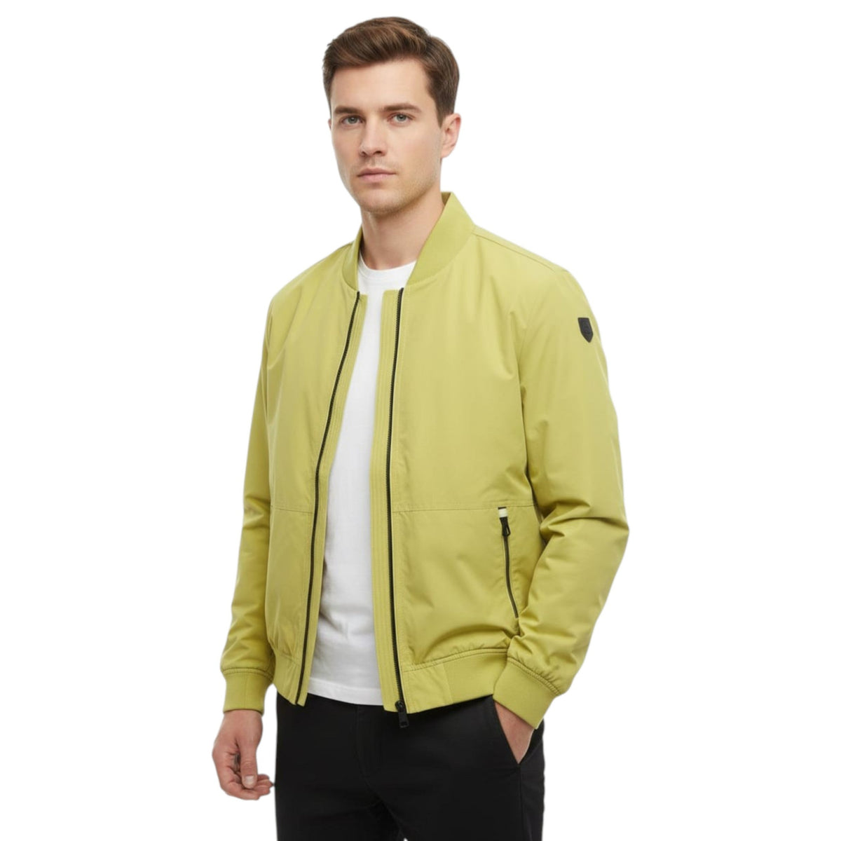 Men's Plain Solid Jacket,Yellow