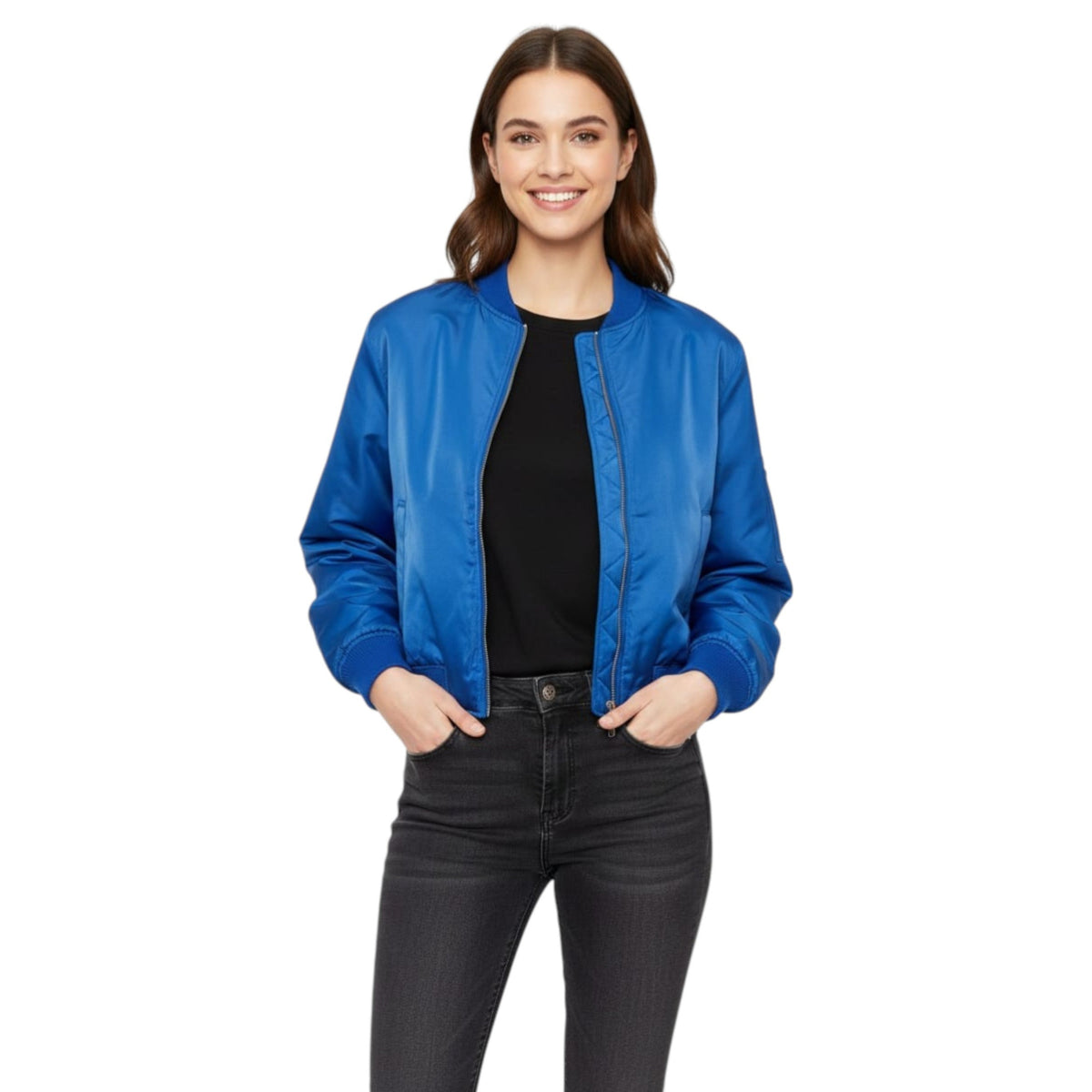 Women's Plain Solid Jacket,Blue