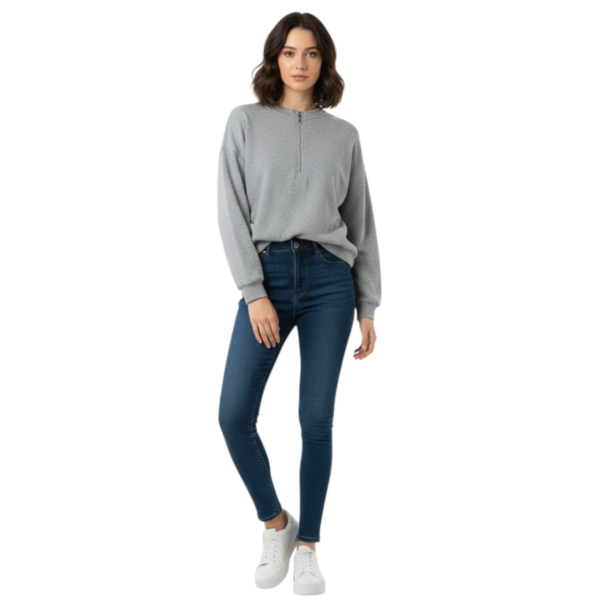Women's Plain Solid Sweaters,Grey