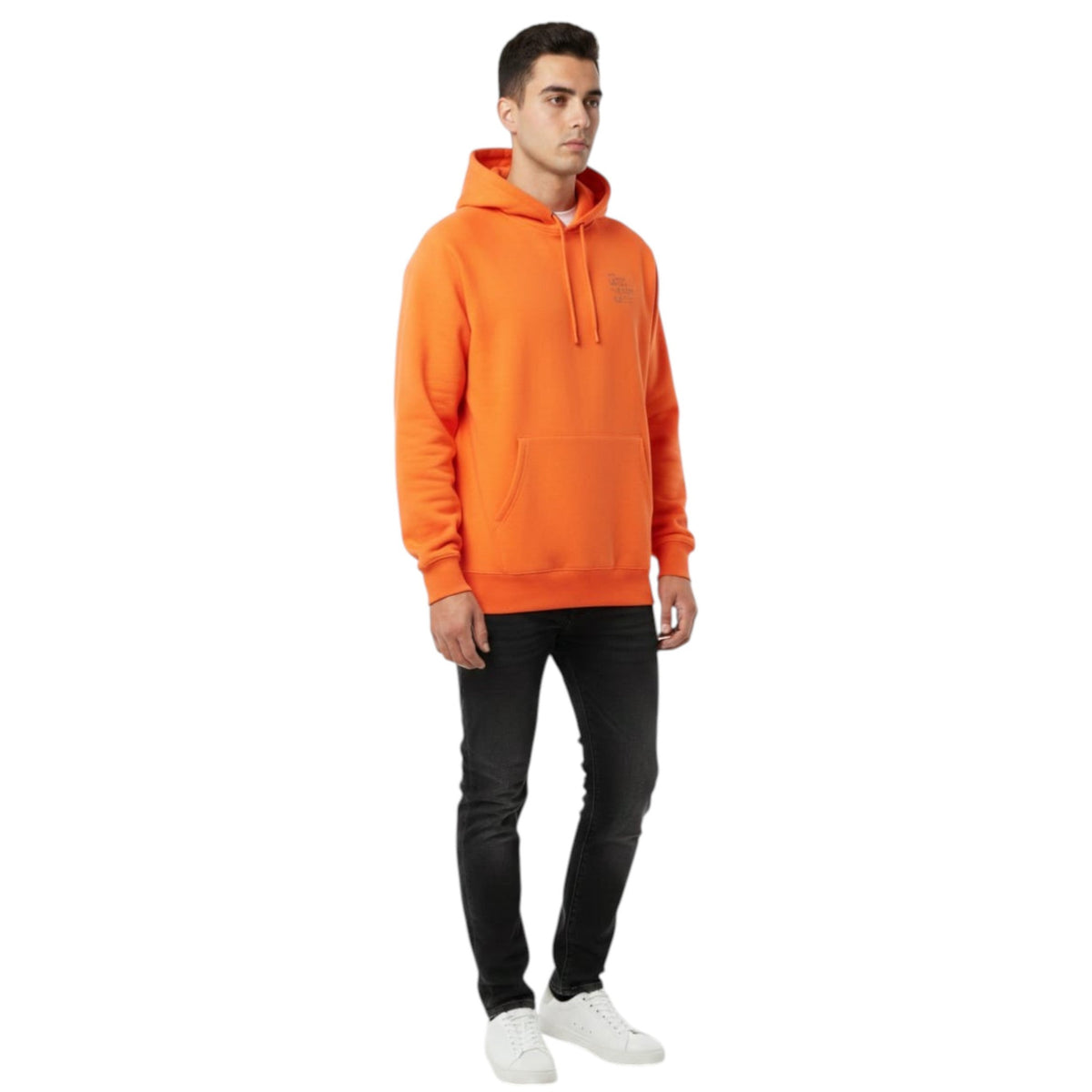 Men's Plain Solid Hoodie,Orange