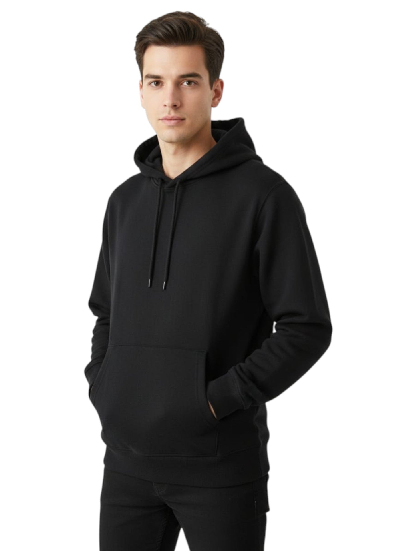 Men's Plain Solid Hoodie,Black