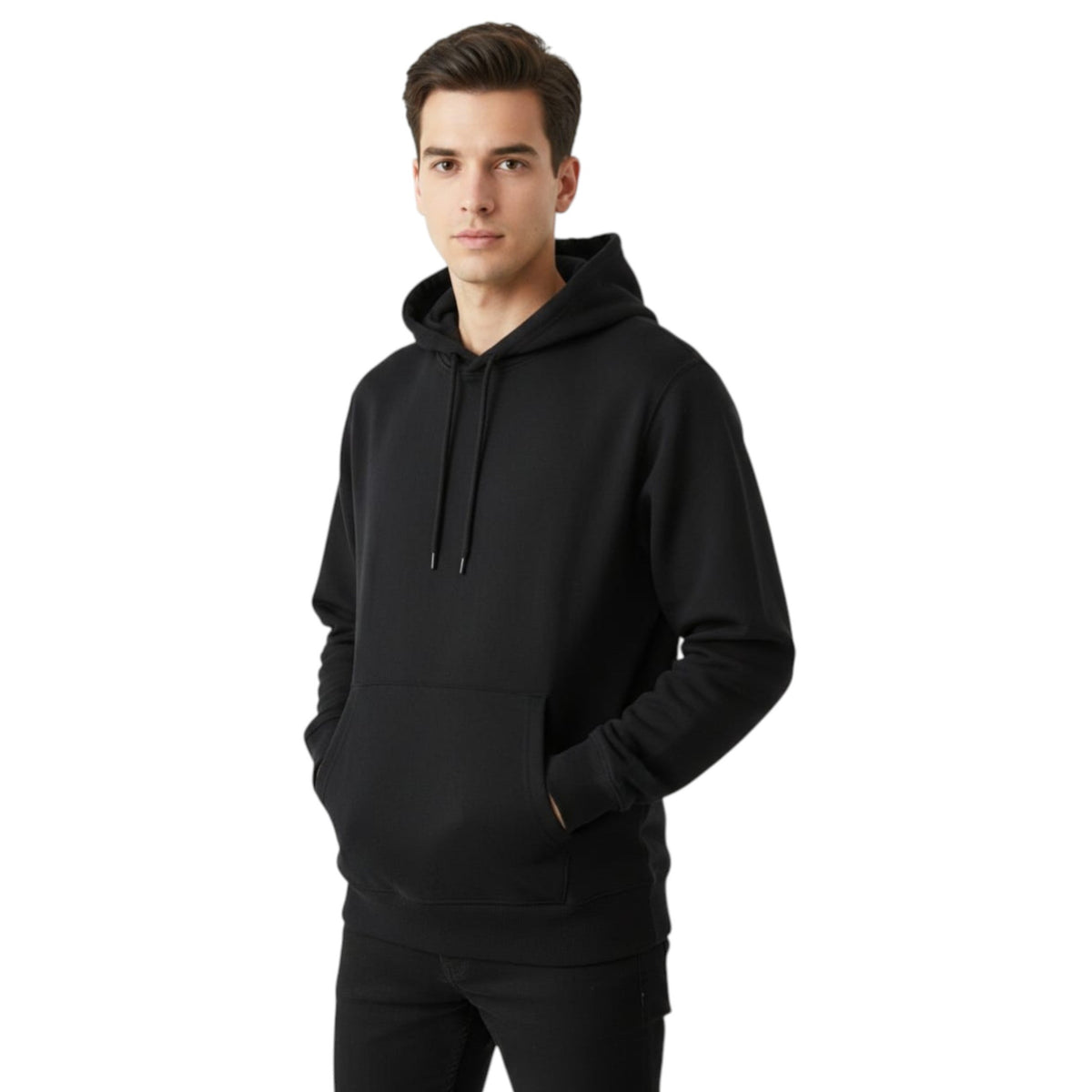 Men's Plain Solid Hoodie,Black