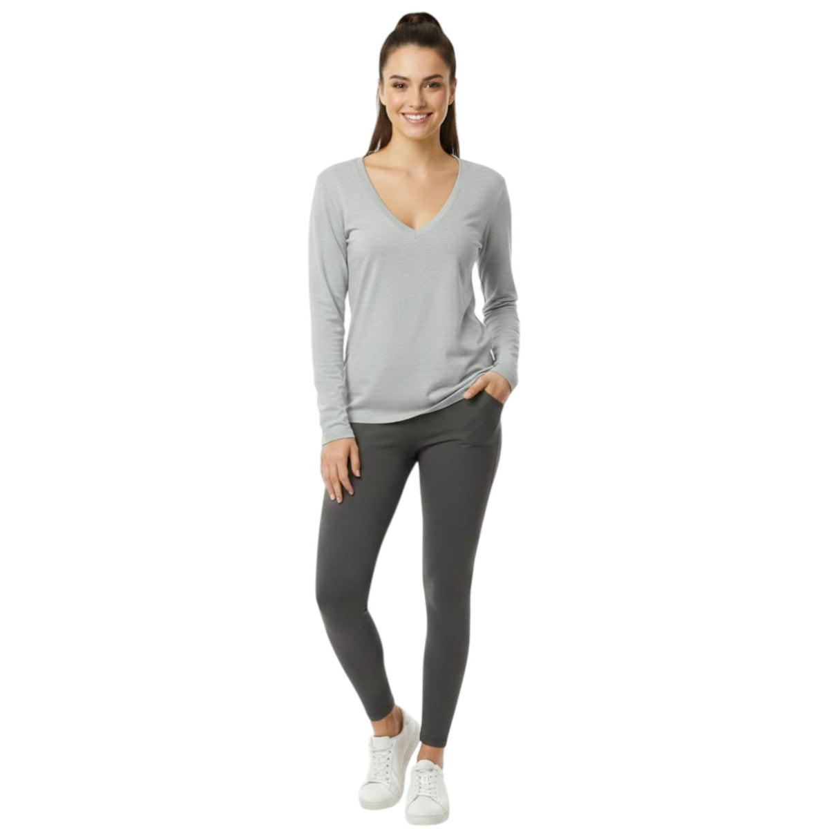 Women's Plain Solid Top,Light Grey
