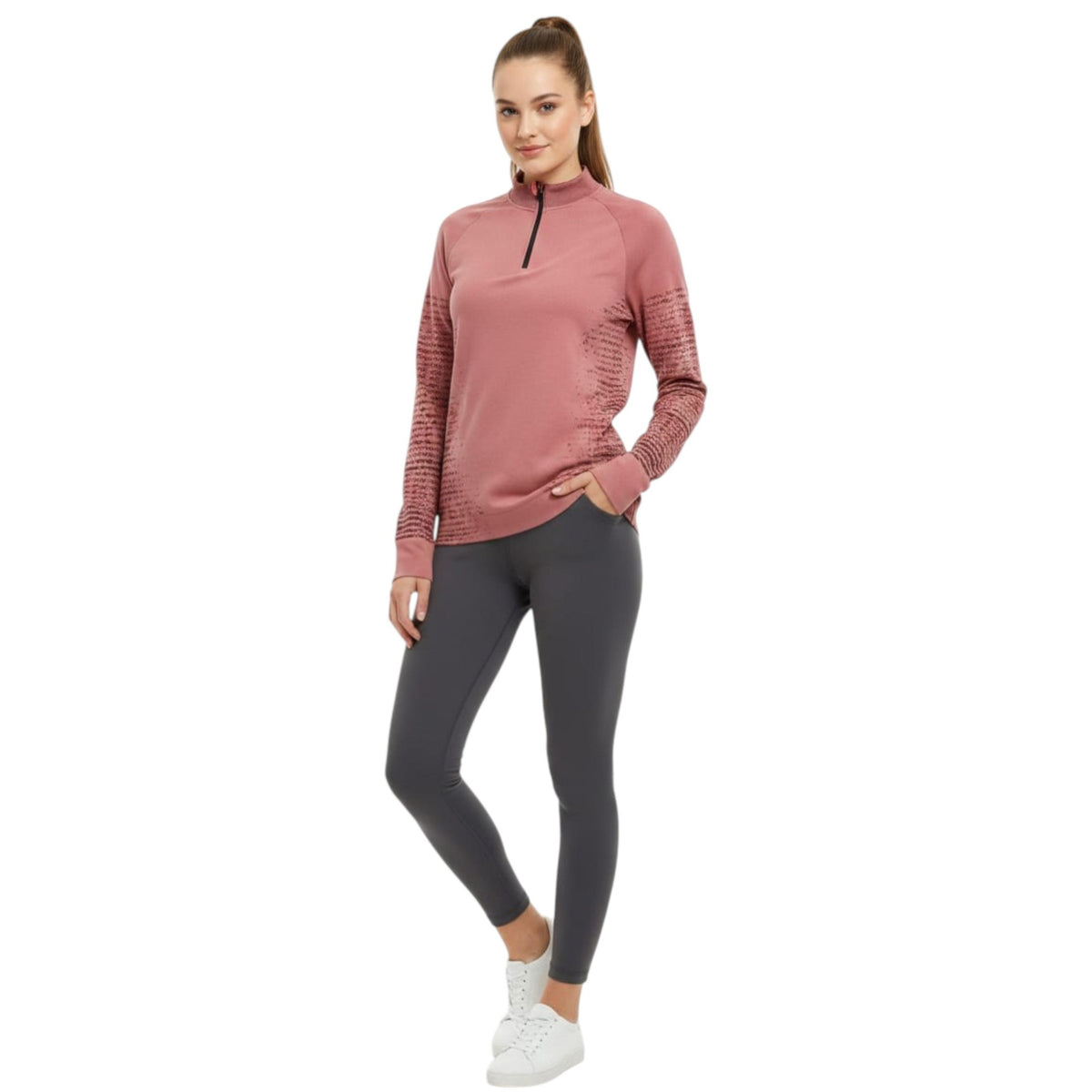 Women's Printed Sport top,Light Burgundy/Black