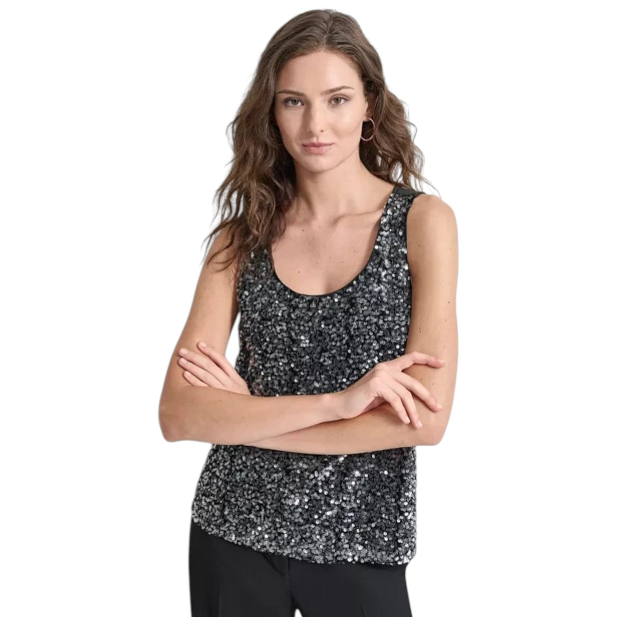 Women's Black Sequined Top,Black
