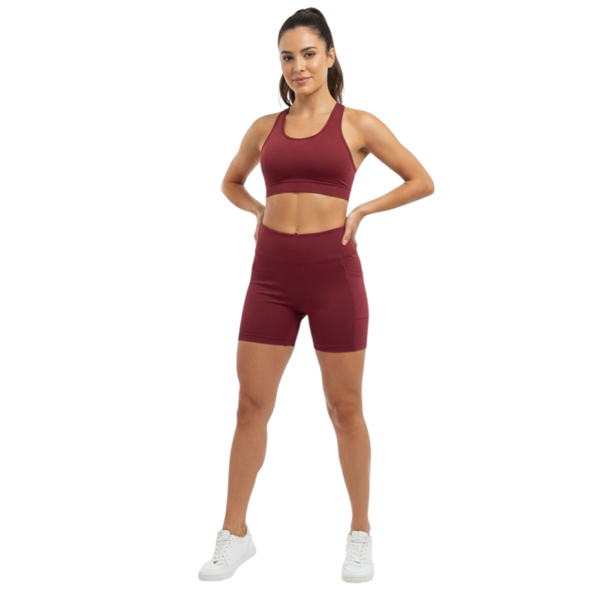 Women's Plain Sport Short,Burgundy