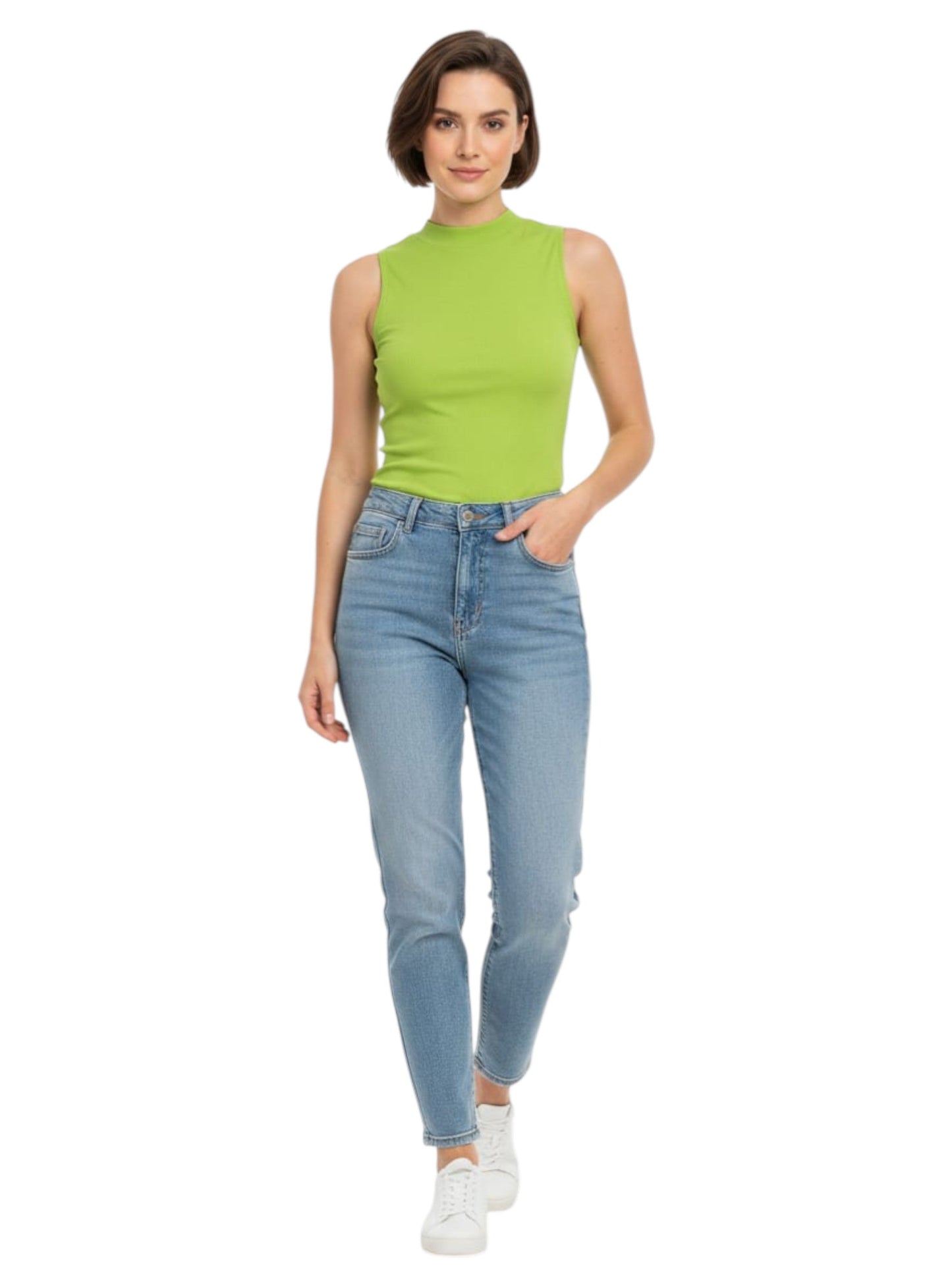 Women's Shiny Textured Sheer Top,Green