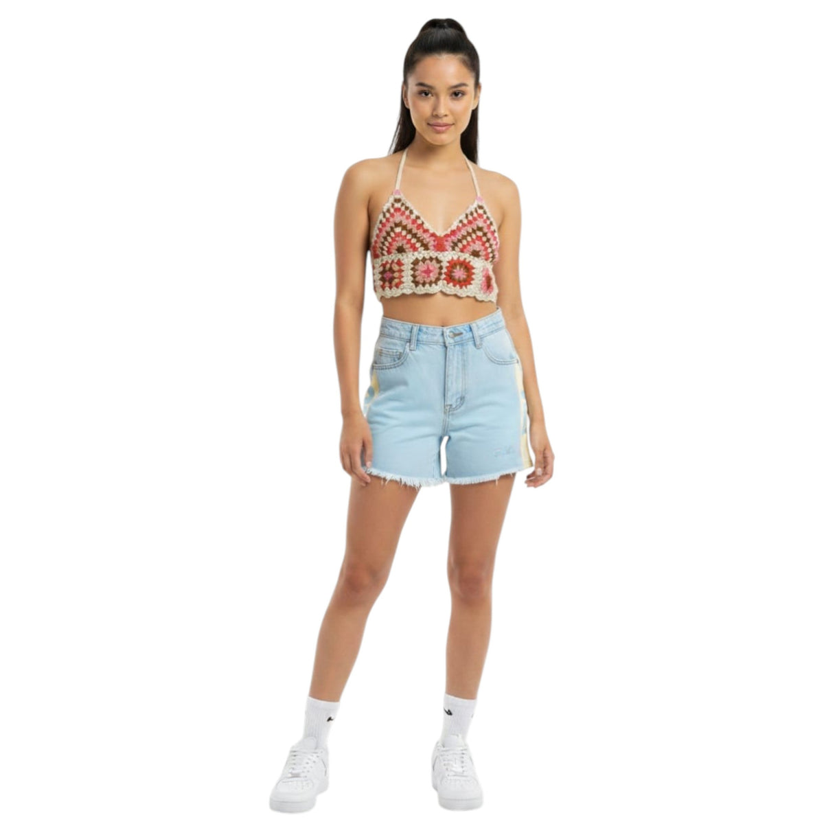 Women's Graphic Knitted Crop Top,Multi