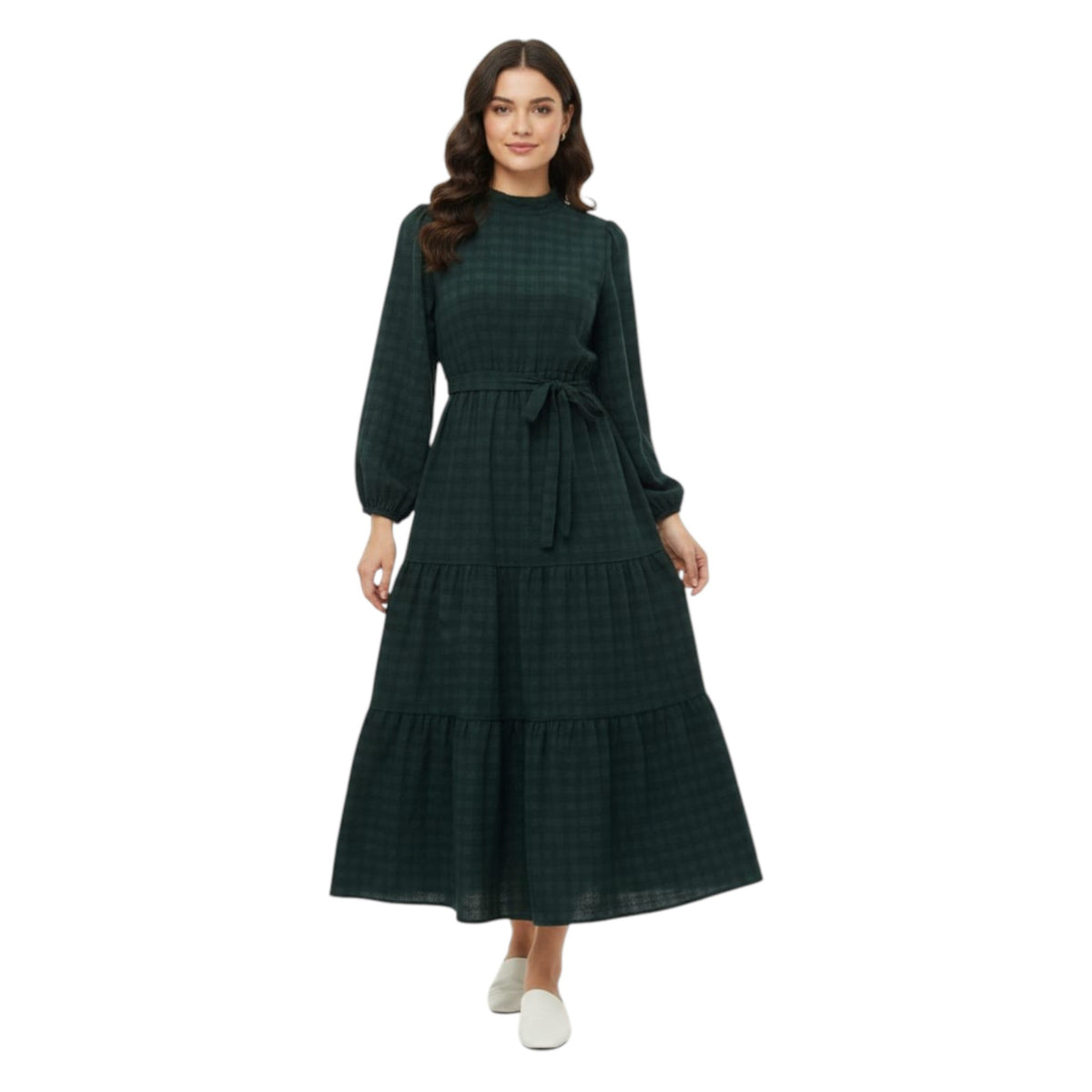 Women's Plaid Dress,Green