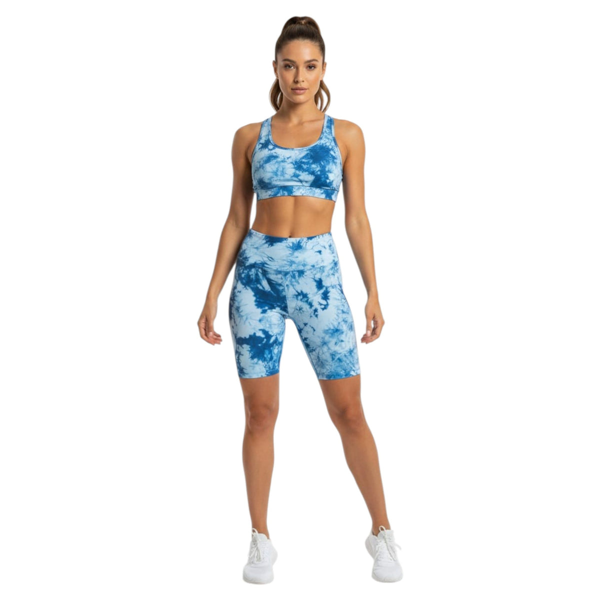 Women's Navy Ombre Sport Short,Light Blue