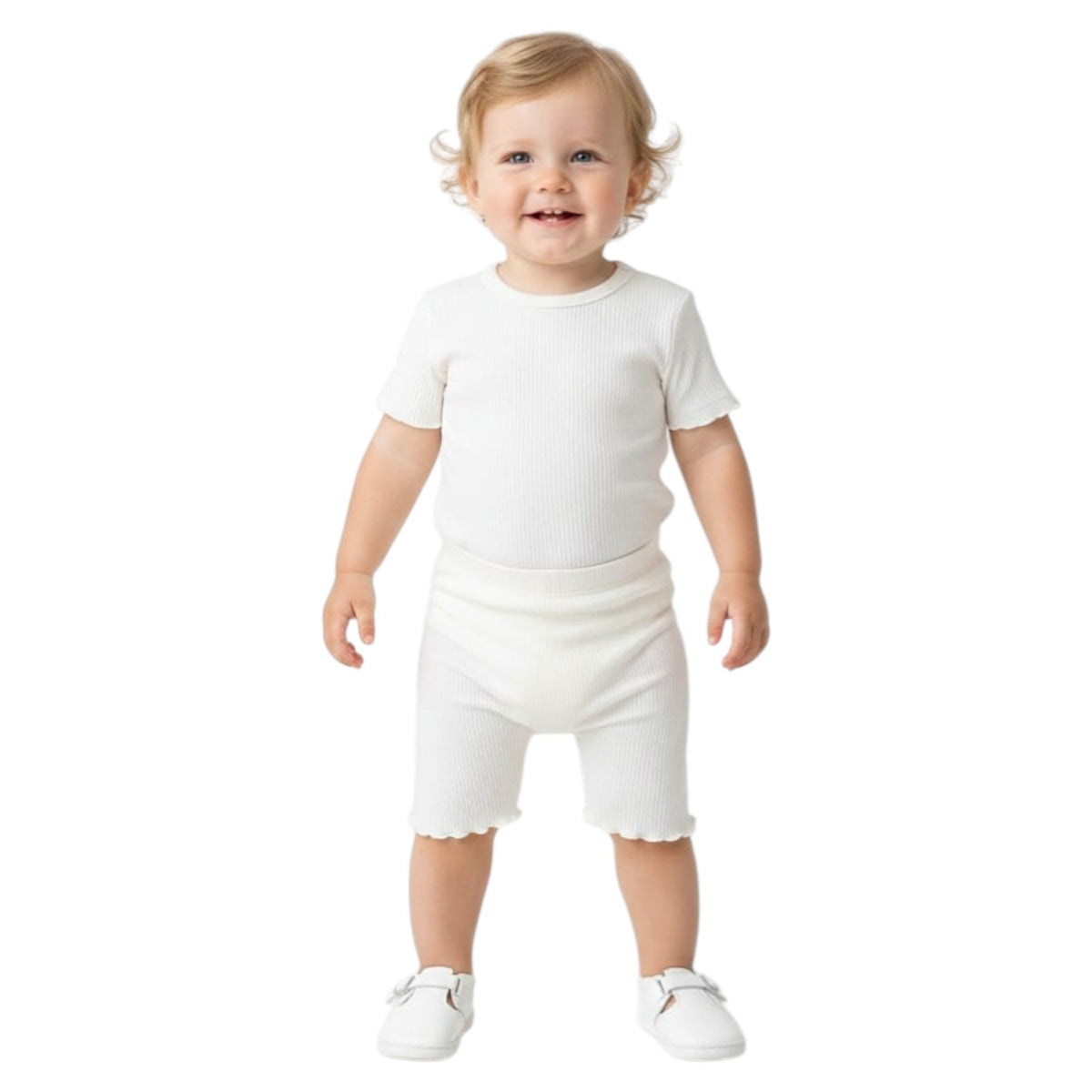 Kids Girl's Ribbed Short,Off White
