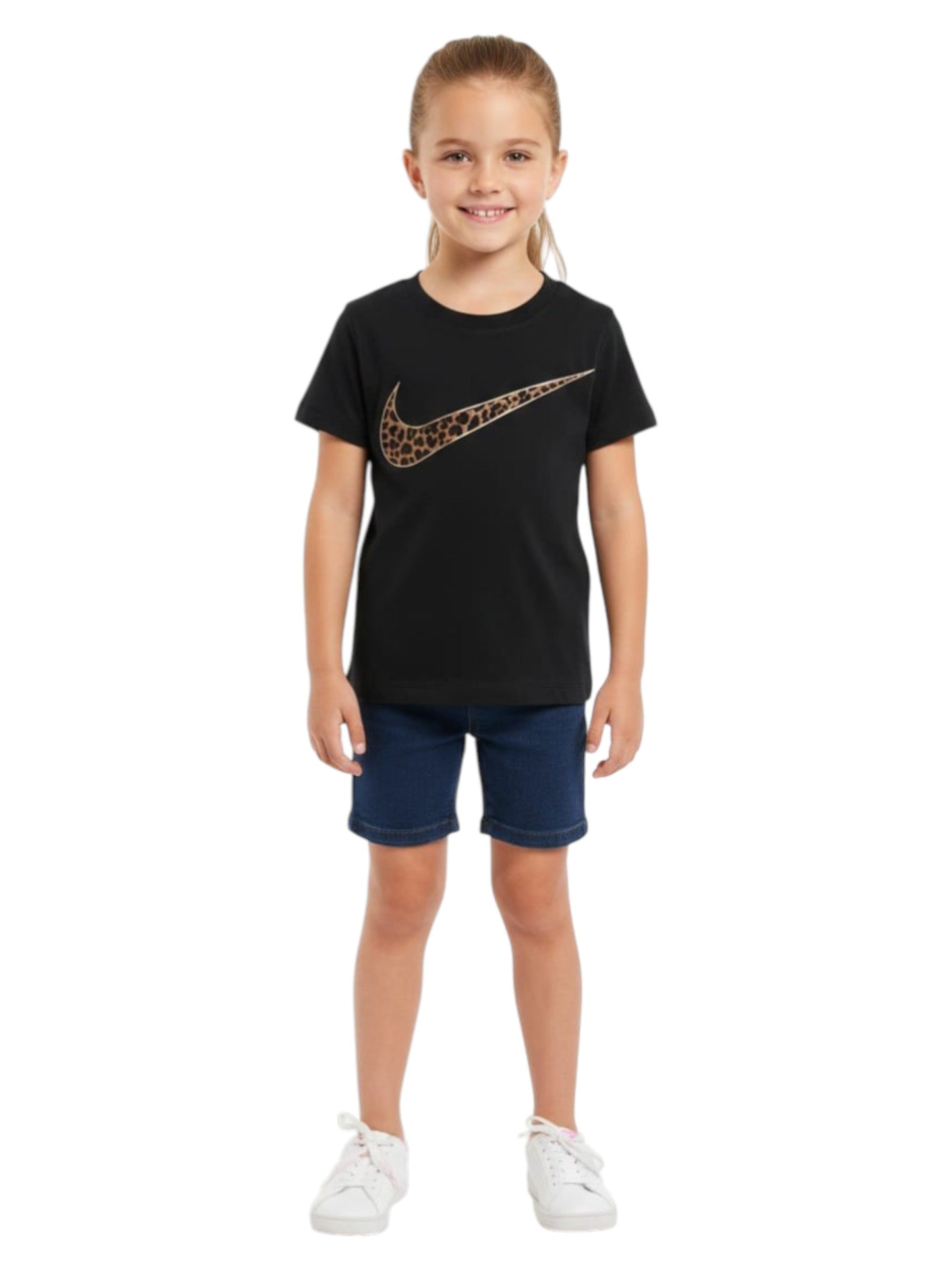 Kids Girl's Tiger Logo Printed Top,Black