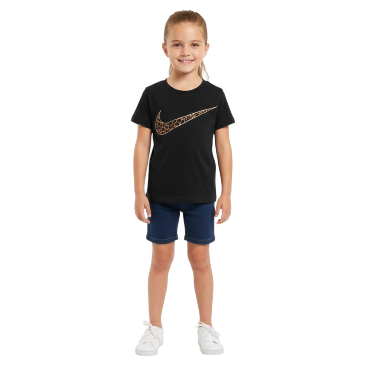 Kids Girl's Tiger Logo Printed Top,Black