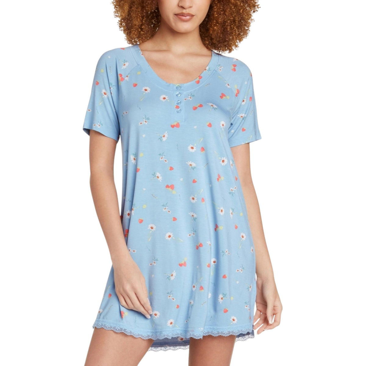 Women's Floral Printed Sleepwear Top,Blue