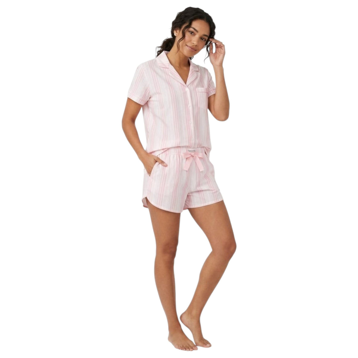 Women's Striped Sleepwear Short,Light Coral