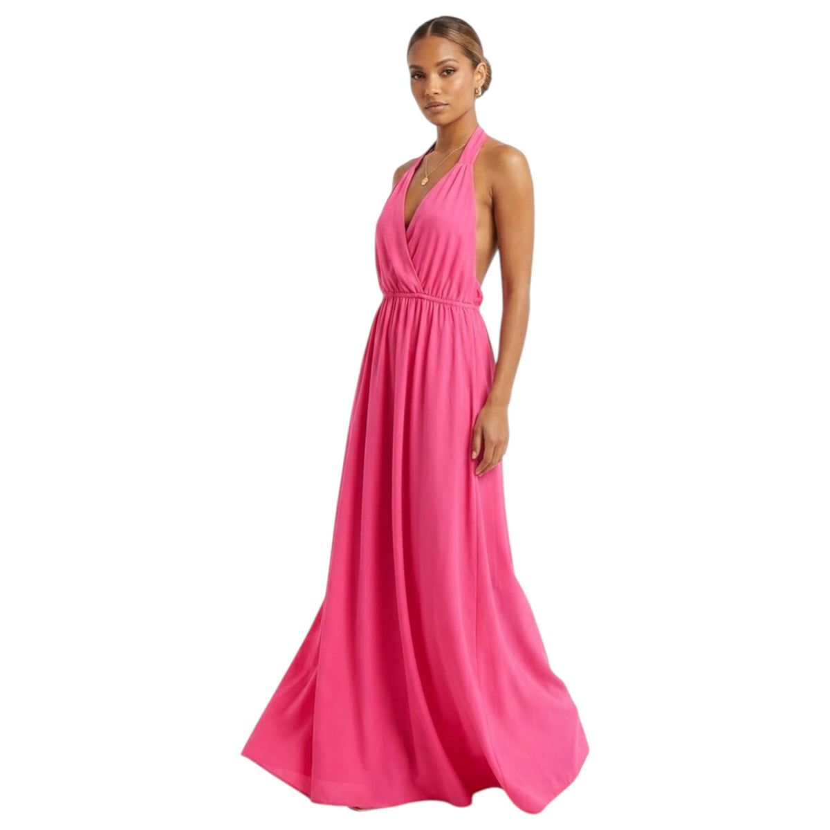 Women's Plain Sheer Dress,Pink