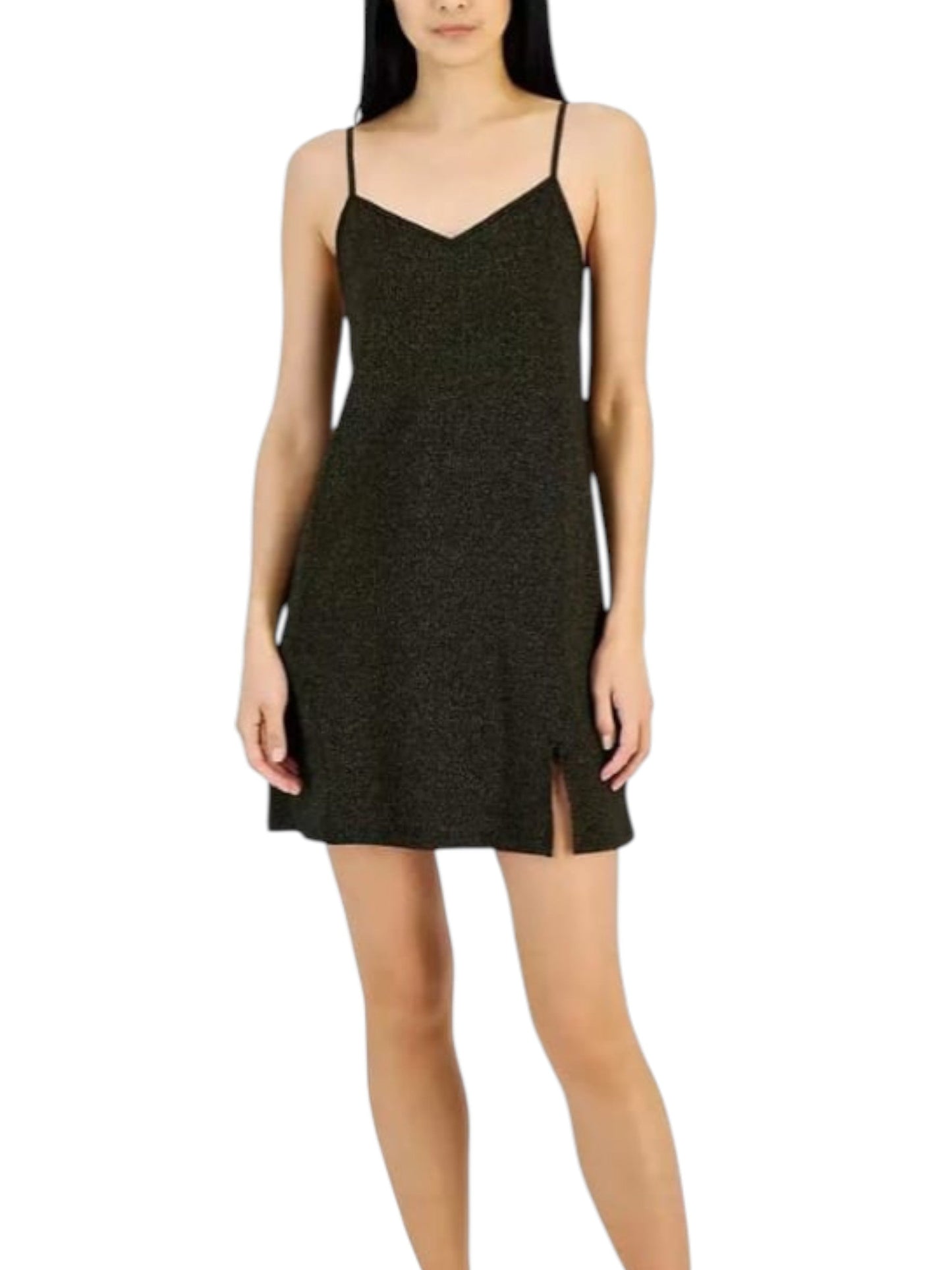 Women's Gold Shiny Dress,Black