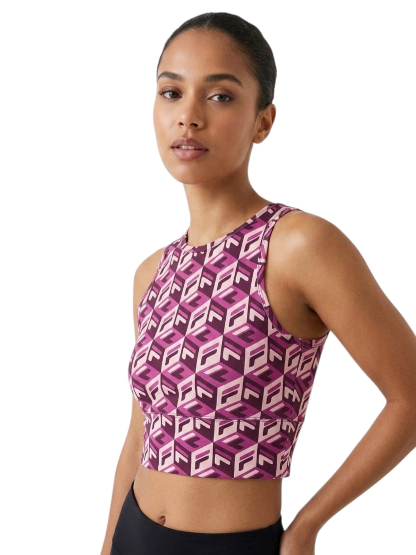 Women's Logo Printed Sport Crop Top,Mauve