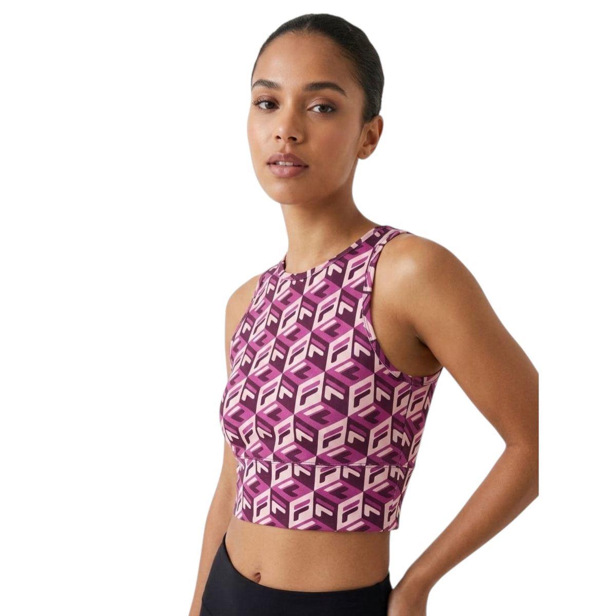 Women's Logo Printed Sport Crop Top,Mauve