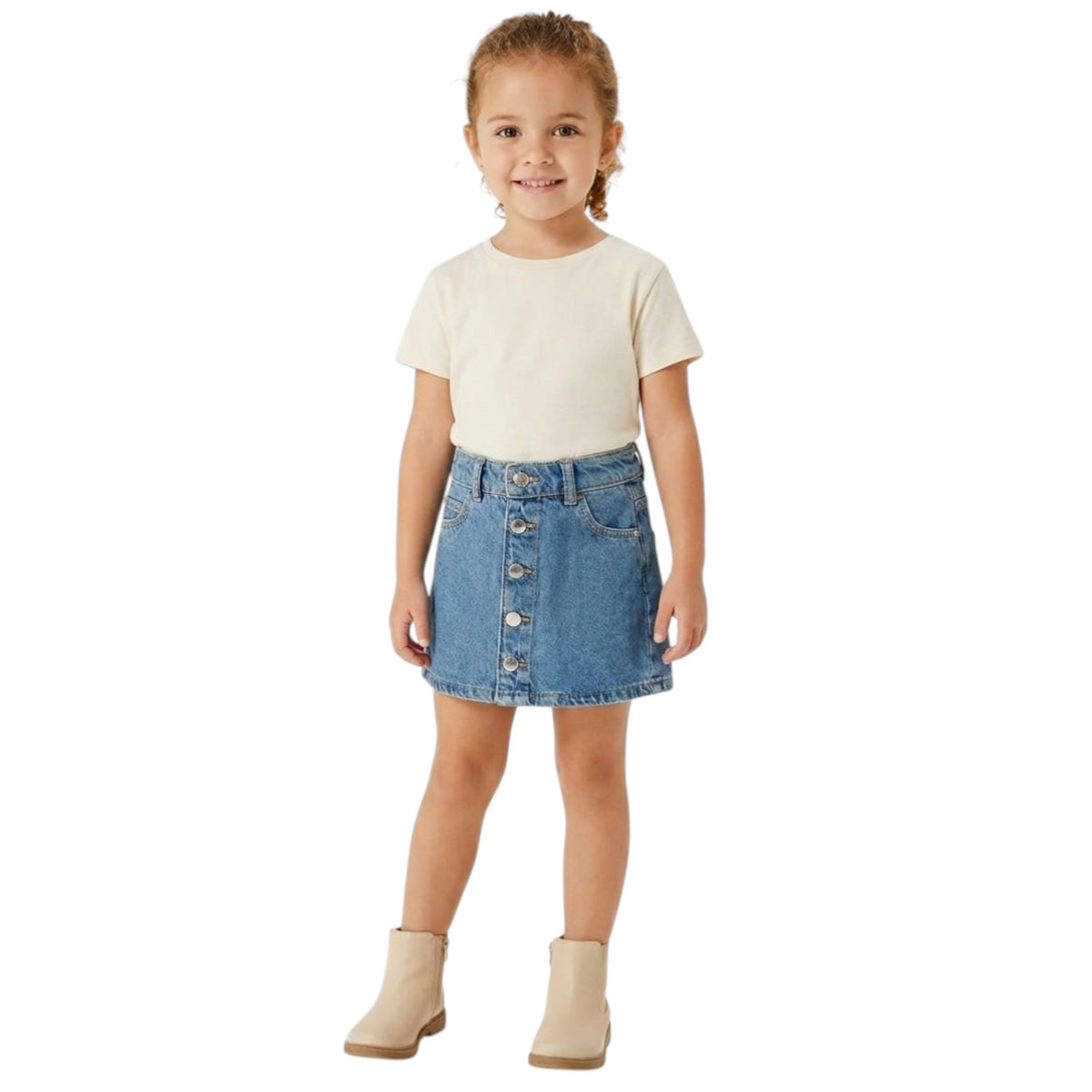 Kids Girl's Plain Jeans Skirt,Blue