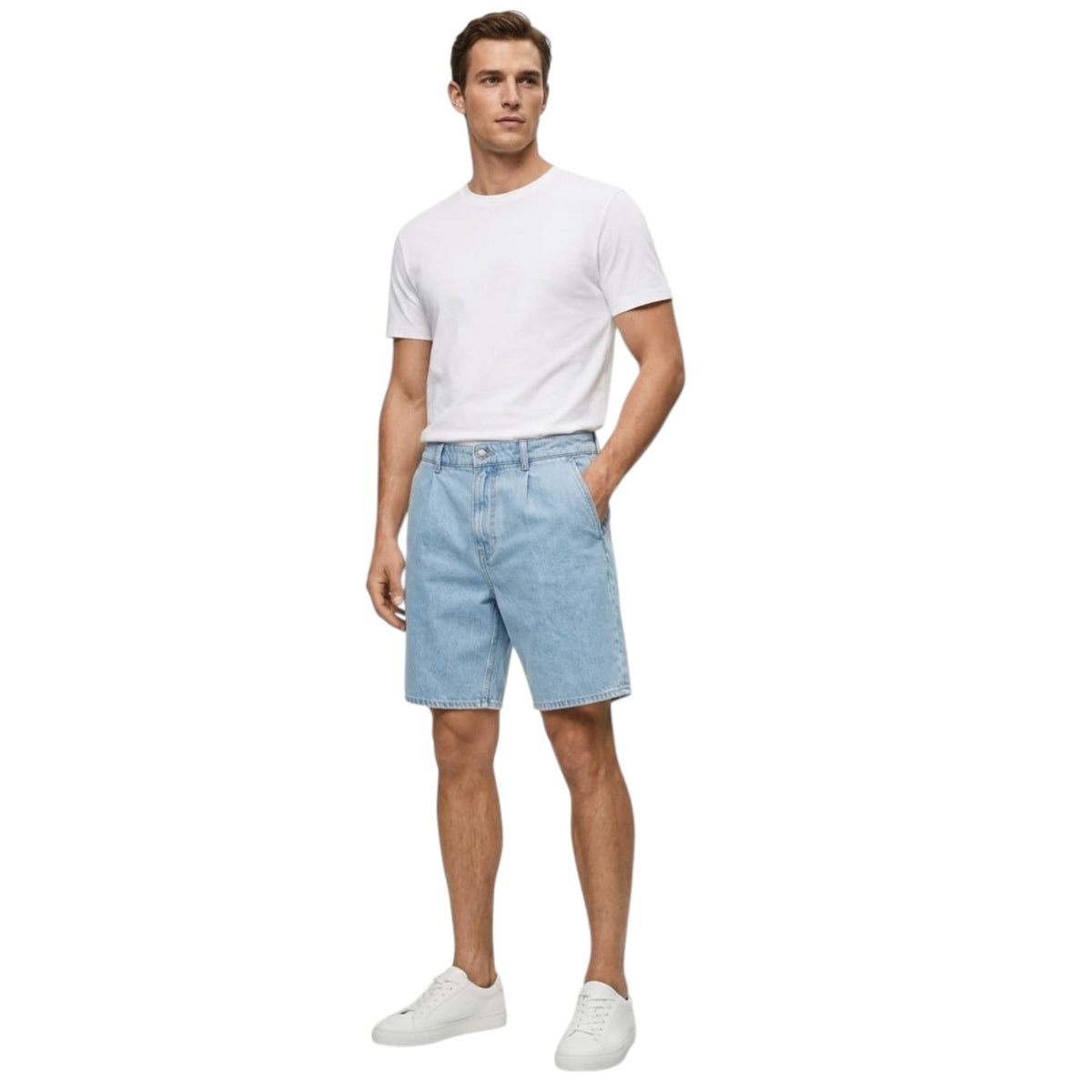 Men's Plain Jeans Short,Blue