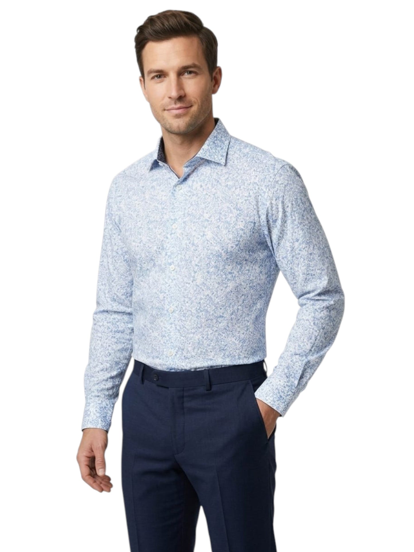 Men's Graphic Dress Shirt,Blue