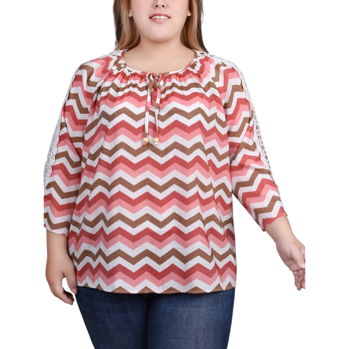 Women's Zigzag Striped Top,Multi