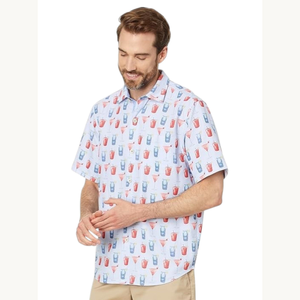 Men's Printed Dress Shirt,Ice Lavender