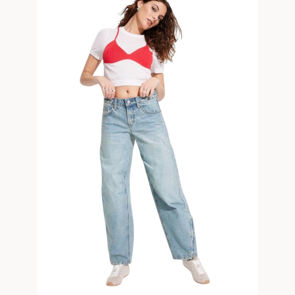 Women's Plain Wide Legs Jeans,Blue