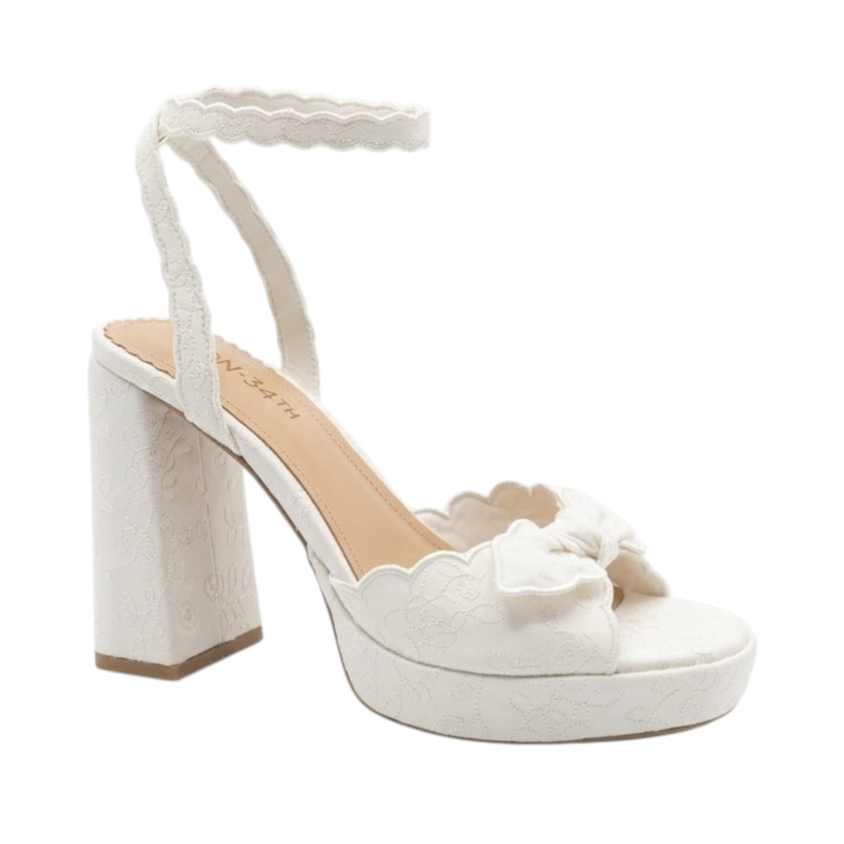 Women's Embroidered Heeled Shoes,White