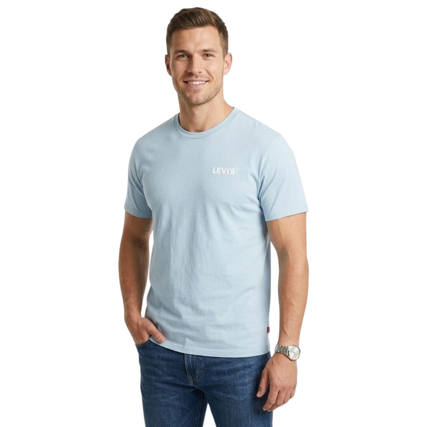 Men's Brand Logo Printed Top,Light Blue