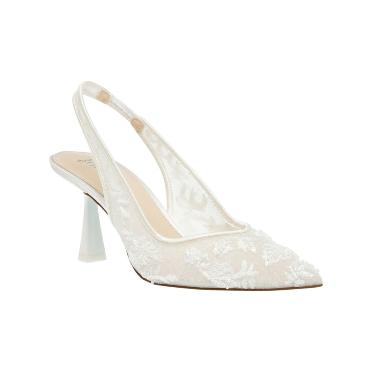 Women's Rhinstones Mesh Heels Shoes,White