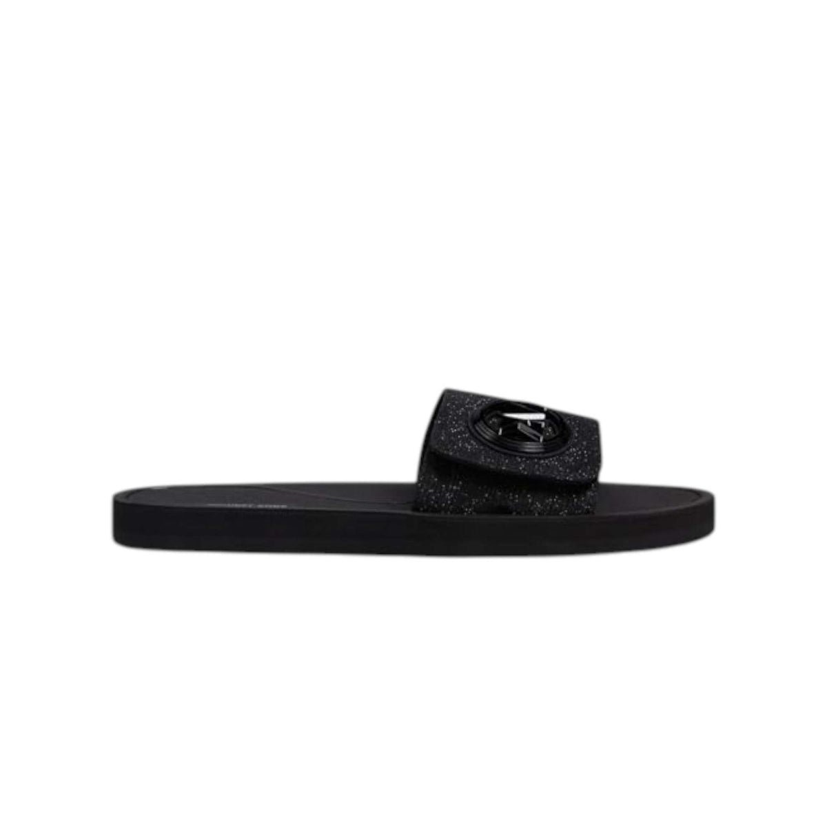 Women's Shiny Slippers,Black