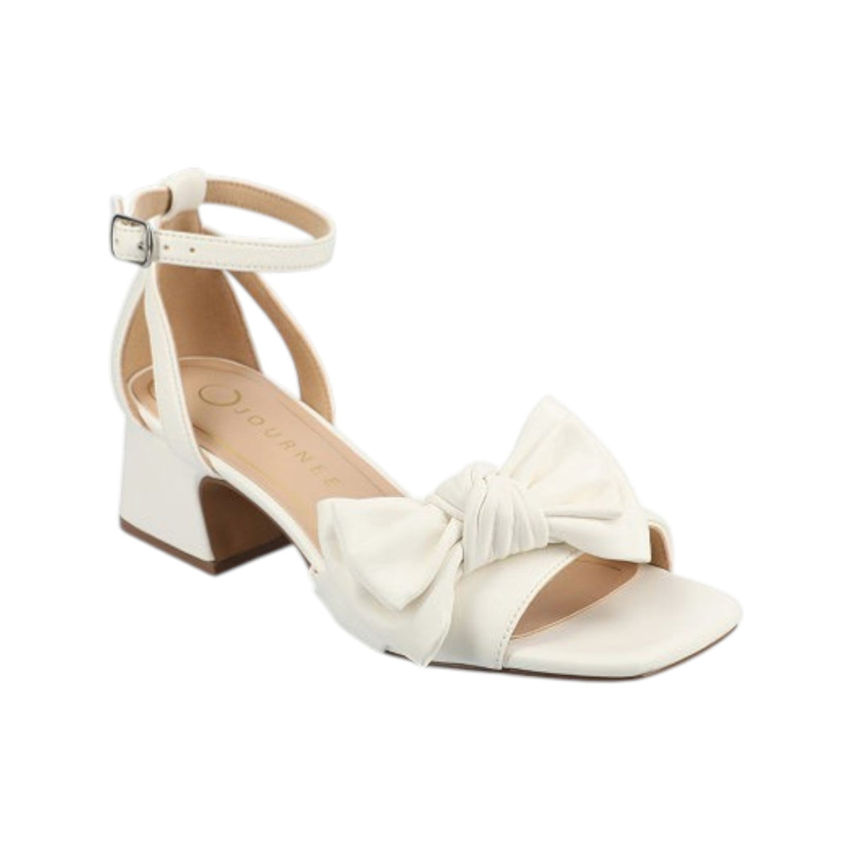Women's Front Bow Heeled Shoes,White