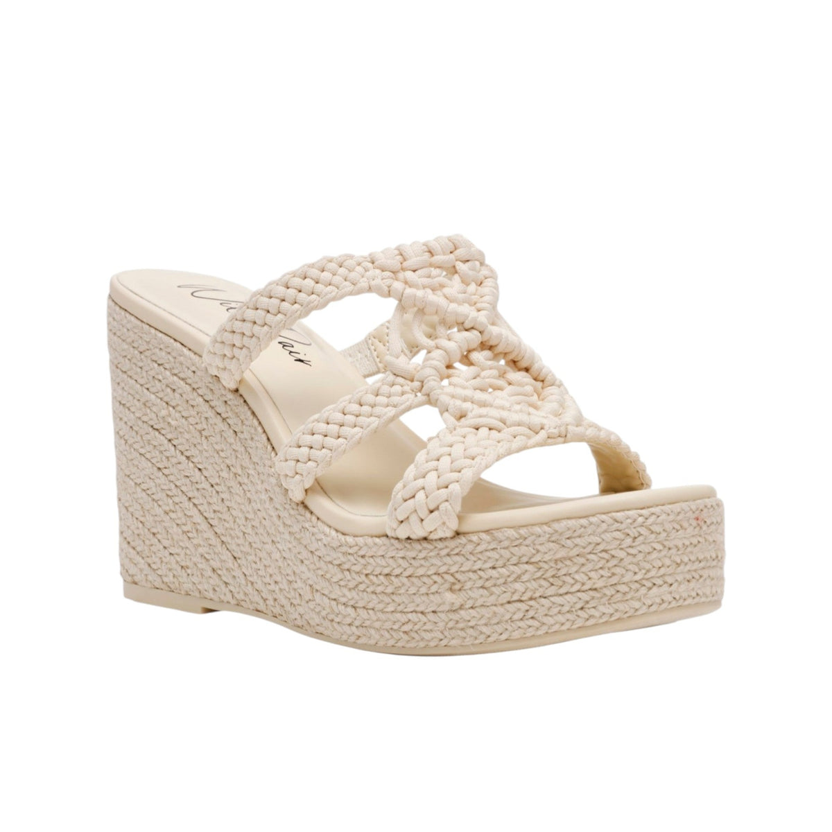 Women's Braided High Heels Shoes,Light Beige