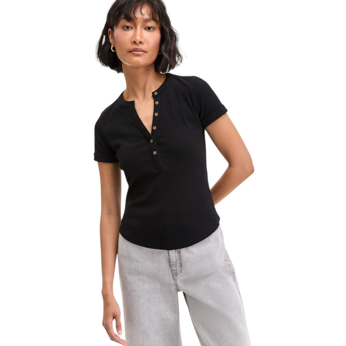 Women's Ribbed Top,Black