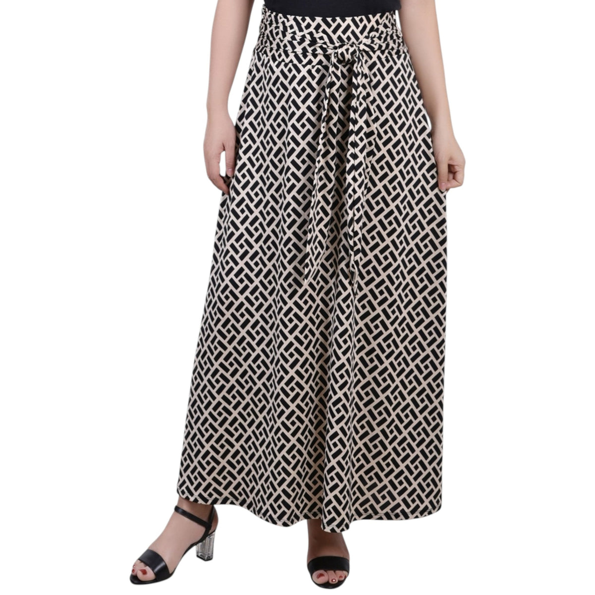 Women's Black Printed Skirt,Beige