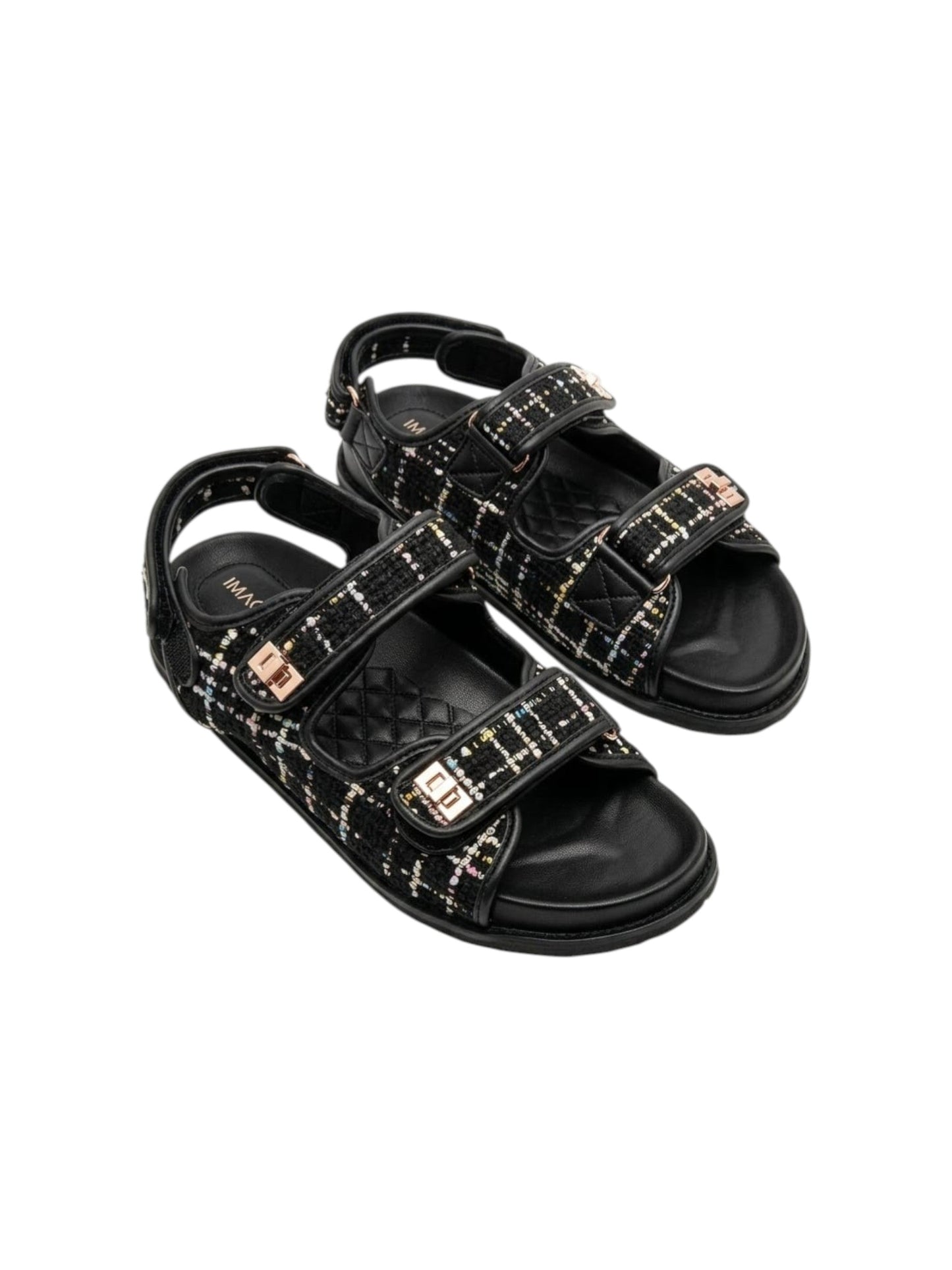 Women's Textured Sandals,Black