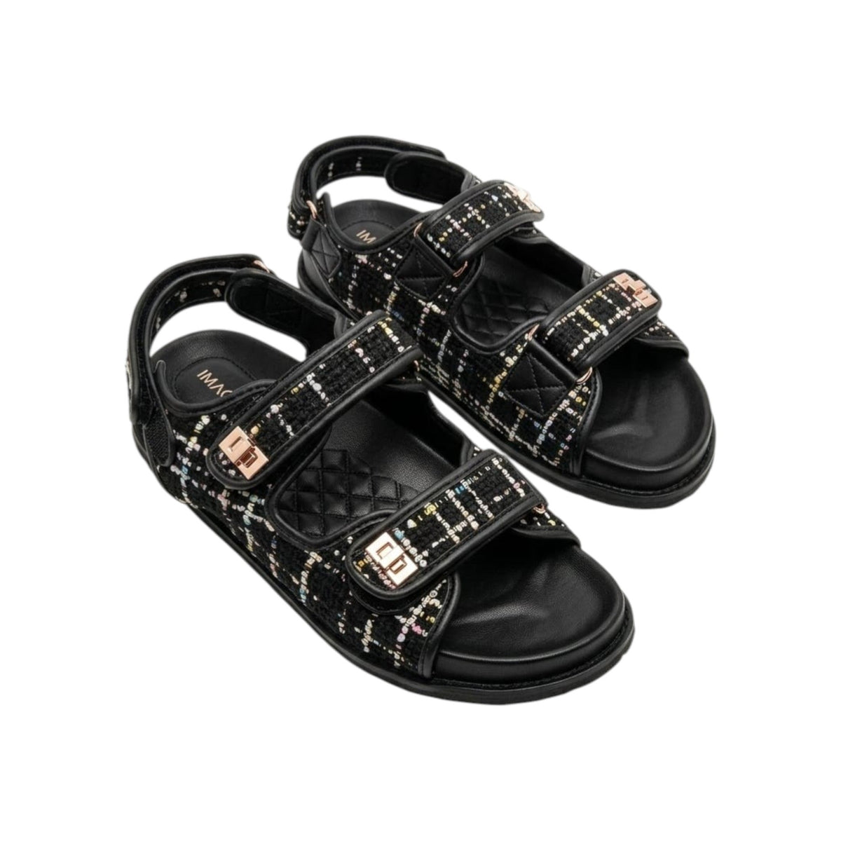 Women's Textured Sandals,Black