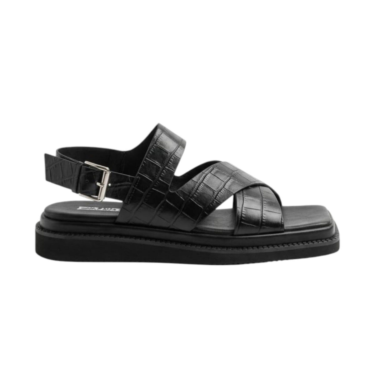 Women's Croc Leather Sandals,Black