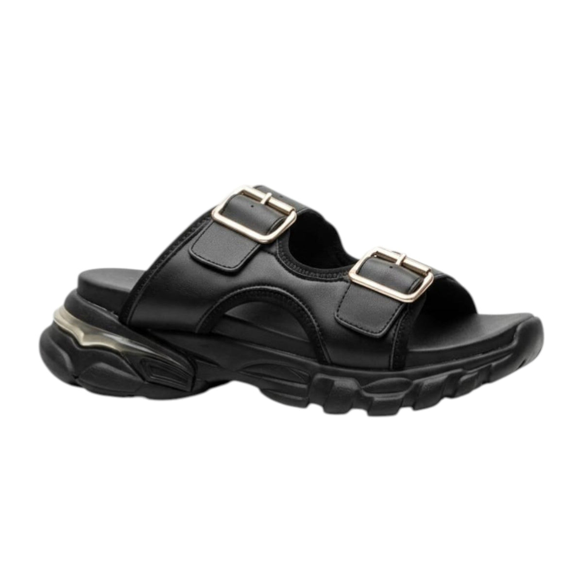 Women's Front Buckles Sandals,Black