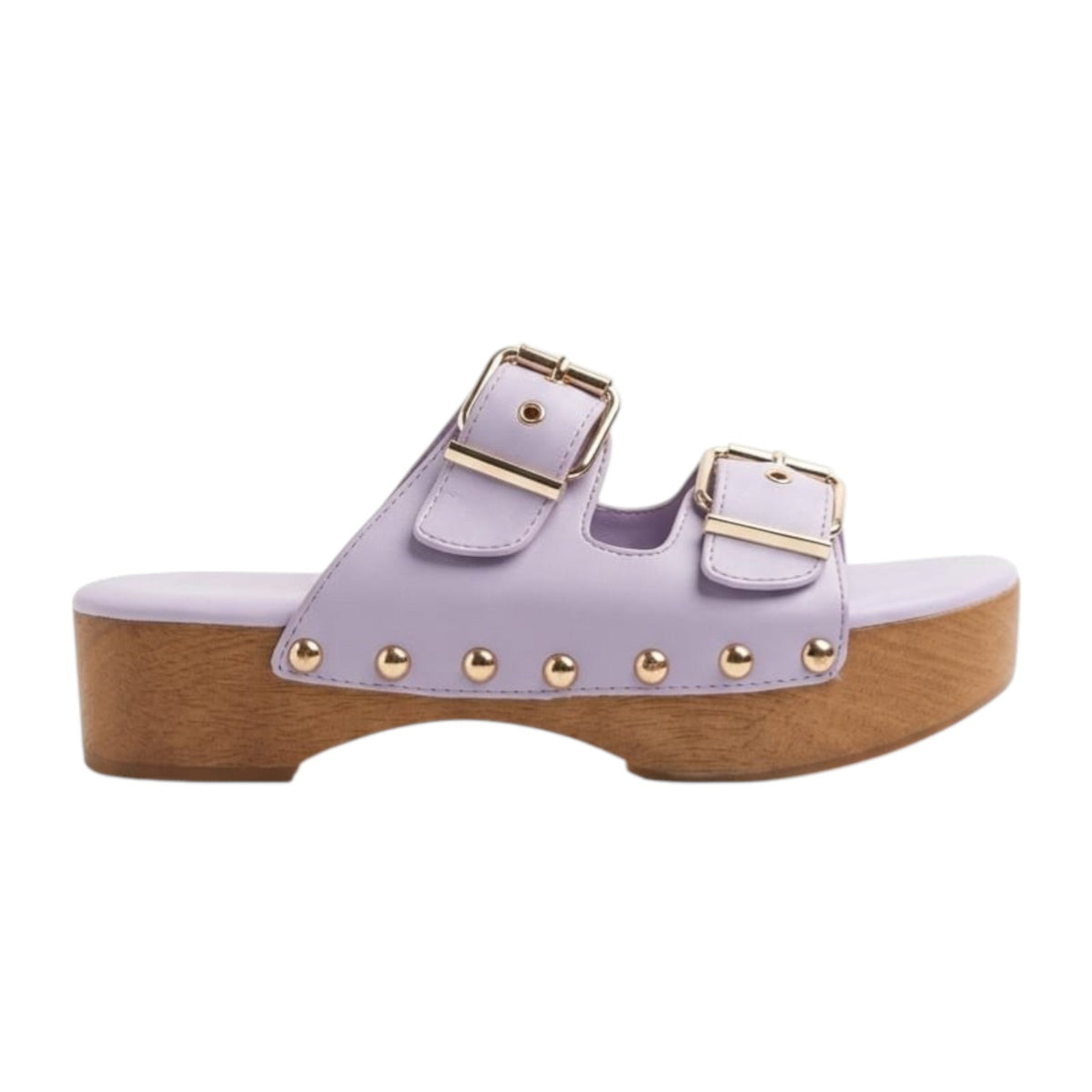 Women's Ribbed Buckle Sandals,Purple