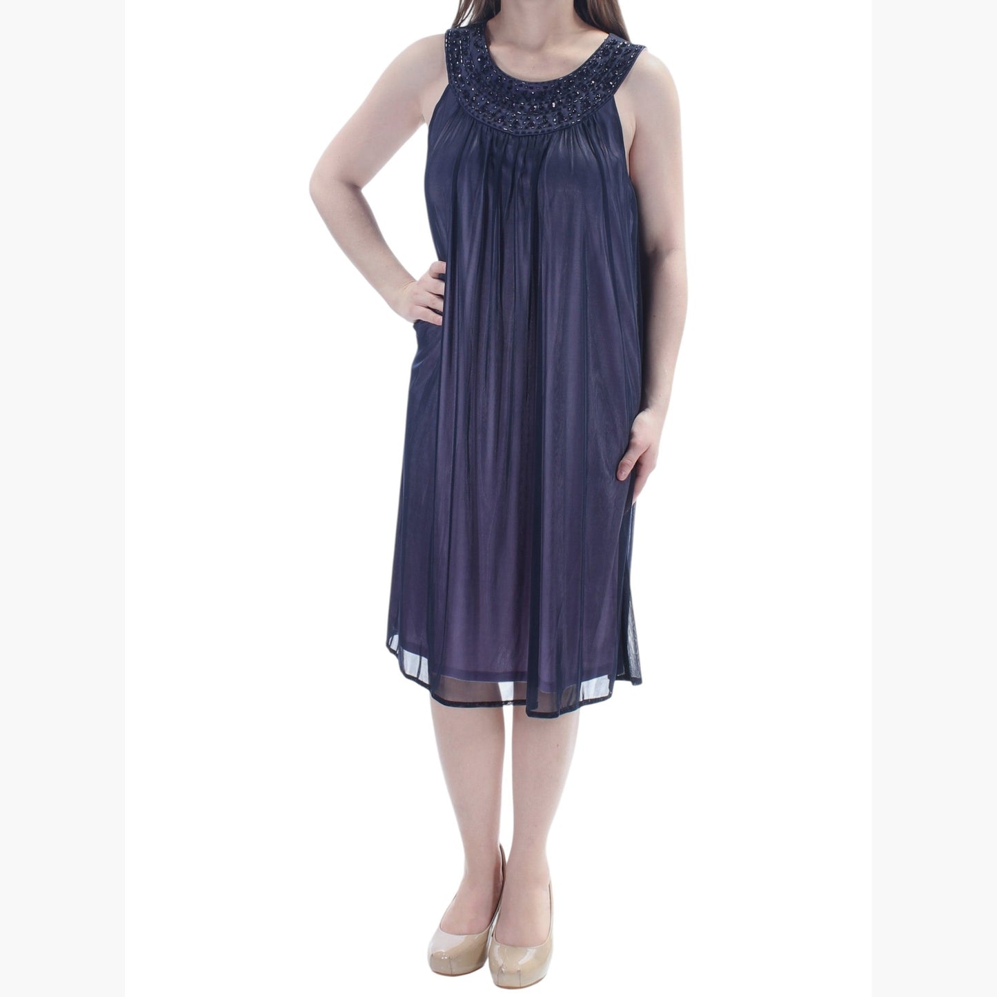 Women's Rhinestones Dress,Dark Navy
