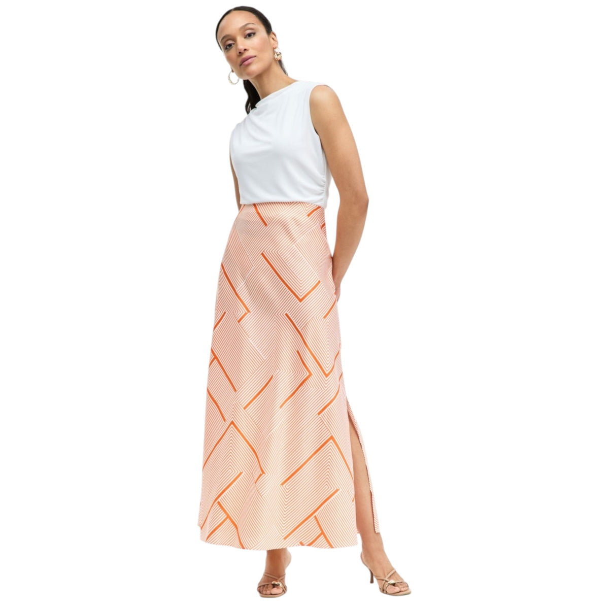 Women's Orange Striped Skirt,Multi