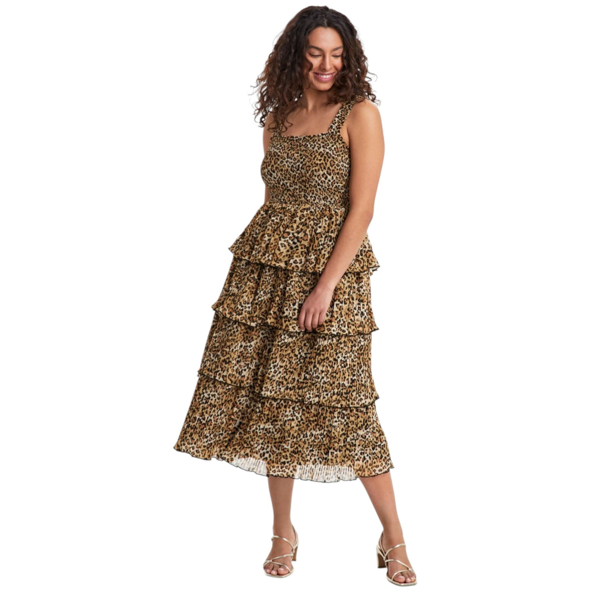 Women's Printed Ruffled Dress,Tiger