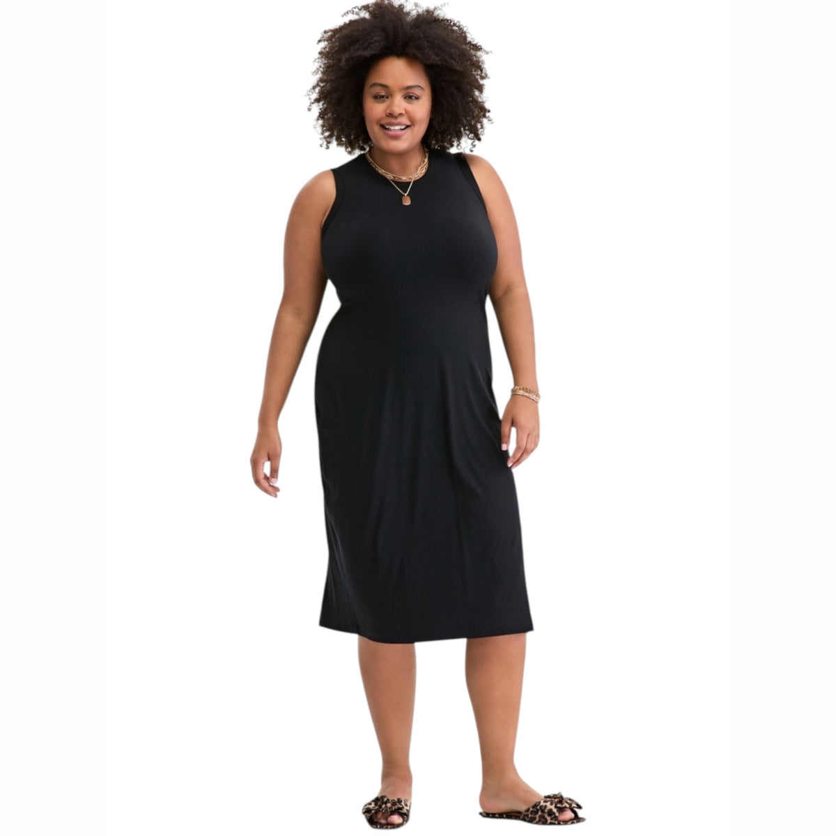 Women's Ribbed Dress,Black