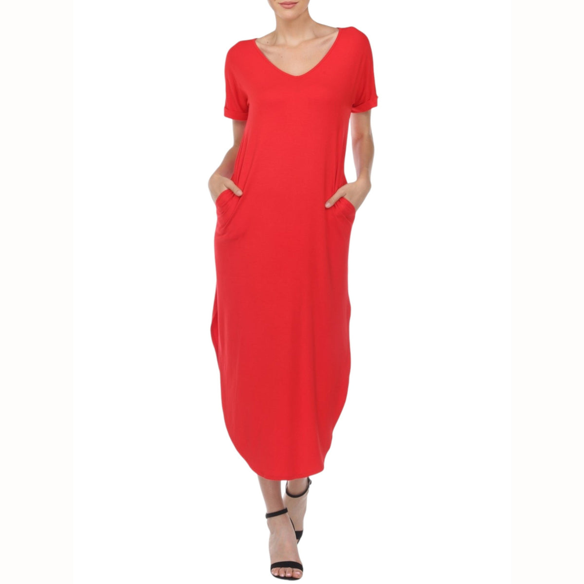 Women's Plain Dress,Red