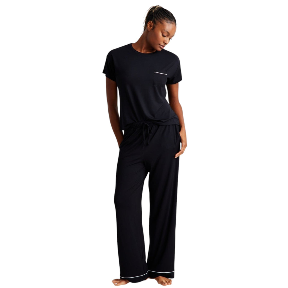 Women's Plain Sleepwear Top,Black